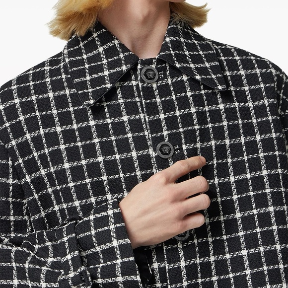 Versace Runway checked single-breasted Coat NEW sz M - Picture 15 of 16